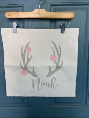 NWOT Personalized Christmas Pillow Cover - “Noah”